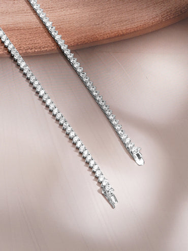925 Fine Silver Crystal Tennis Necklace