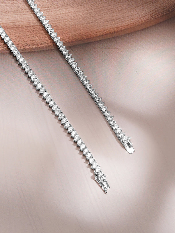 925 Fine Silver Crystal Tennis Necklace