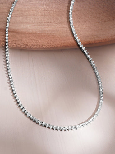 925 Fine Silver Crystal Tennis Necklace