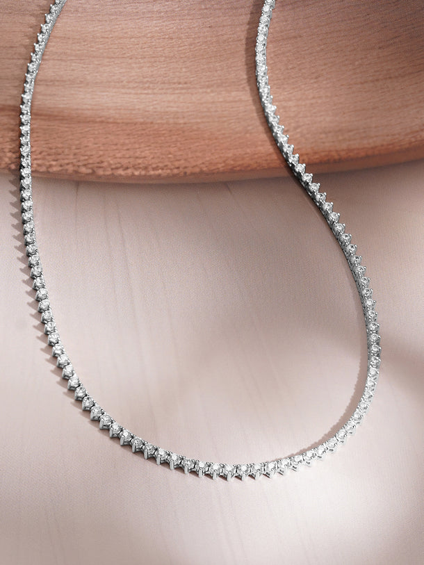 925 Fine Silver Crystal Tennis Necklace