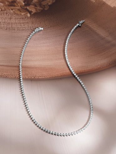 925 Fine Silver Crystal Tennis Necklace