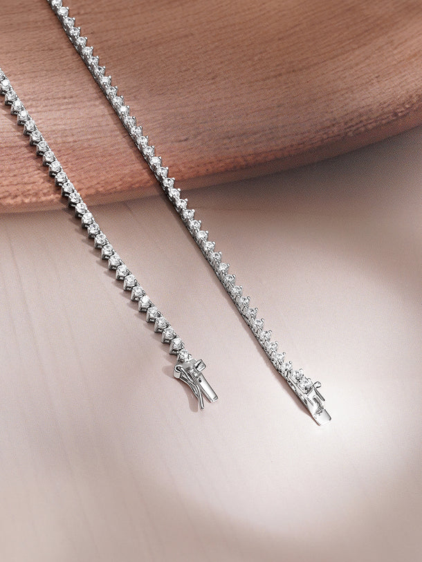 925 Fine Silver Crystal Tennis Necklace