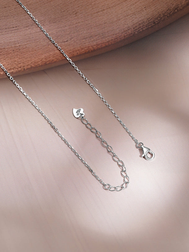 925 Fine Silver Crescent Moon & Star Cubic Zirconia Pendant Necklace