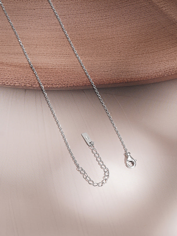 925 Fine Silver Halo Solitaire Chain Necklace