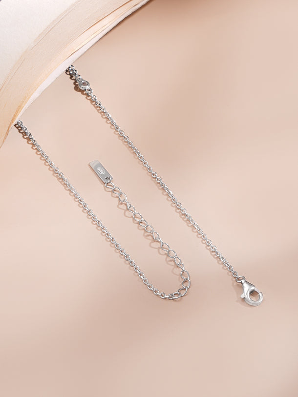 925 Fine Silver Cubic Zirconia Heart Charm Layered Necklace
