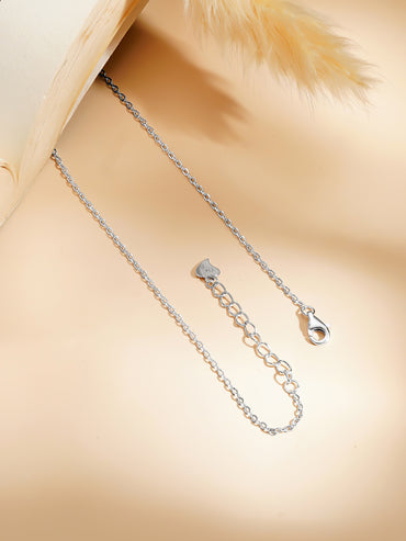 925 Fine Silver Rhodium Plated Heart Necklace With Emerald Center Piece