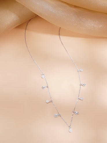 925 Fine Silver Rhodium Plated Cubic Zirconia Charm Chain Necklace