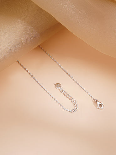 925 Fine Silver Rhodium Plated Cubic Zirconia Charm Chain Necklace