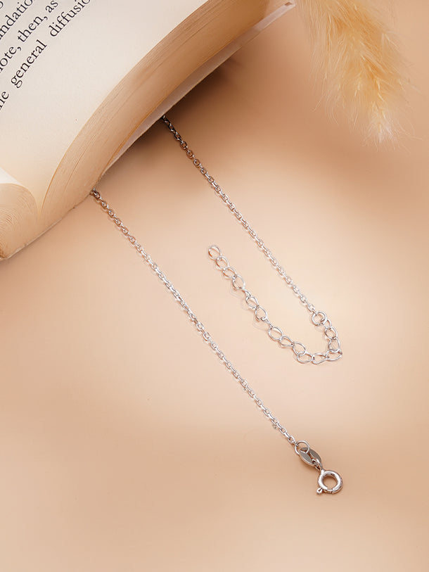 925 Fine Silver Rhodium Plated Blue Sapphire AD Pendant Chain
