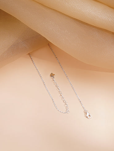 925 Fine Silver Rhodium Plated AD Drop Chain Necklace