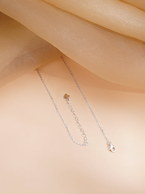 925 Fine Silver Rhodium Plated AD Drop Chain Necklace