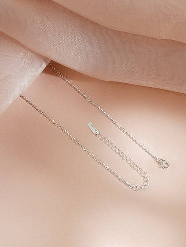 925 Fine Silver Rhodium Plated Geometric Floral Drop American Diamon Zirconia Necklace