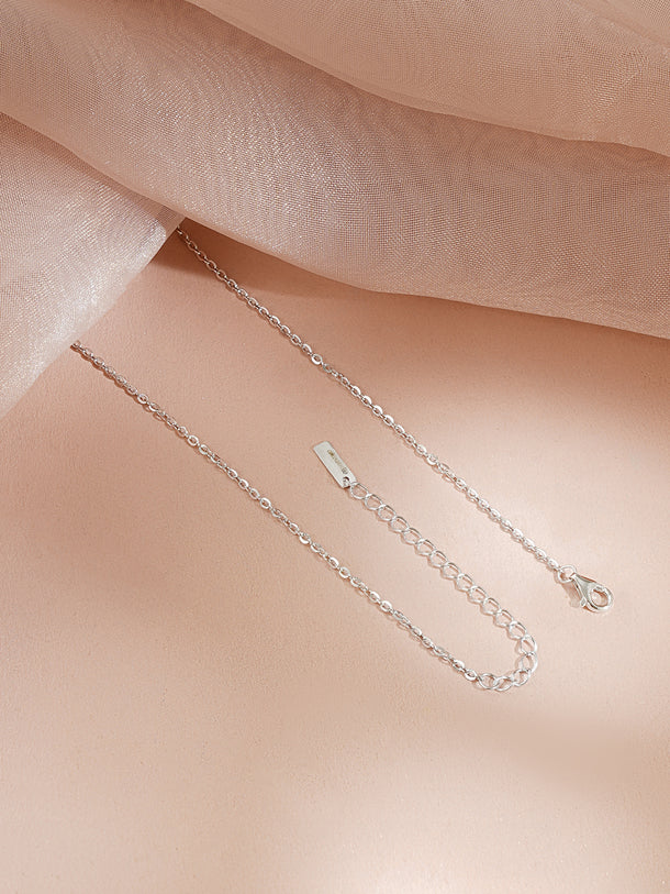 925 Fine Silver Rhodium Plated Geometric Floral Drop American Diamon Zirconia Necklace