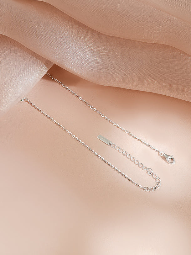 925 Fine Silver Rhodium Plated American Diamon Zirconia Emerald Necklace