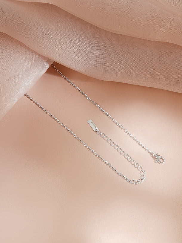 925 Fine Silver Rhodium Plated American Diamon Zirconia Necklace