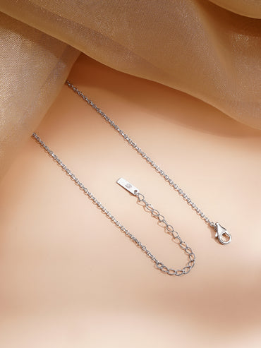 925 Fine Silver Rhodium Plated Crystal Charm Necklace