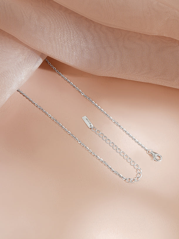 925 Fine Silver Rhodium Plated American Diamon Zirconia Cubic Charm Necklace