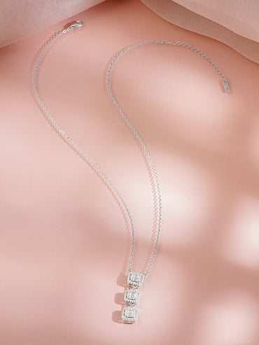 925 Fine Silver Rhodium Plated American Diamon Zirconia Cubic Necklace