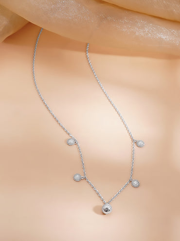 925 Fine Silver Rhodium Plated American Diamon Zirconia Necklace