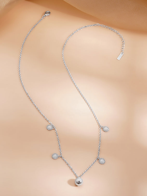 925 Fine Silver Rhodium Plated American Diamon Zirconia Necklace