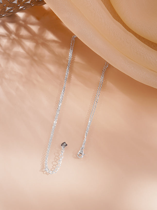 925 Fine Silver Rhodium Plated American Diamon Zirconia Tear Drop Layered Necklace