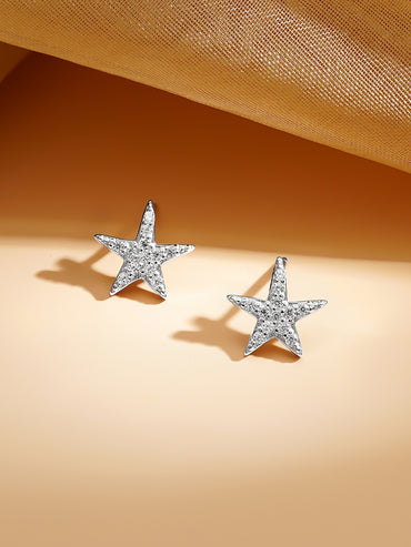 925 Fine Silver Rhodium Plated Necklace Set With Star Charms