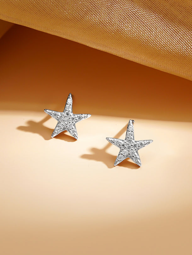 925 Fine Silver Rhodium Plated Necklace Set With Star Charms