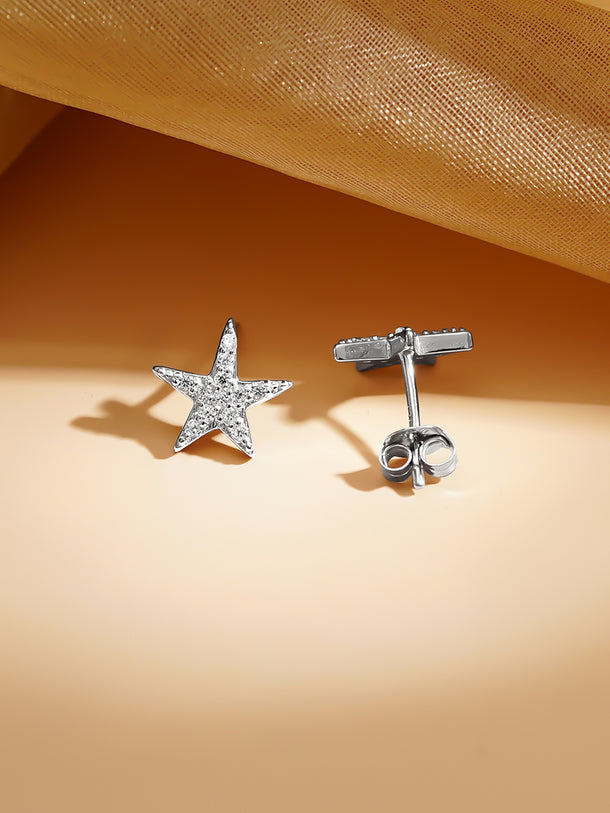 925 Fine Silver Rhodium Plated Necklace Set With Star Charms