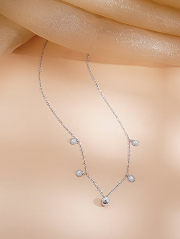 925 Fine Silver Rhodium Plated Necklace Set With Round Charms
