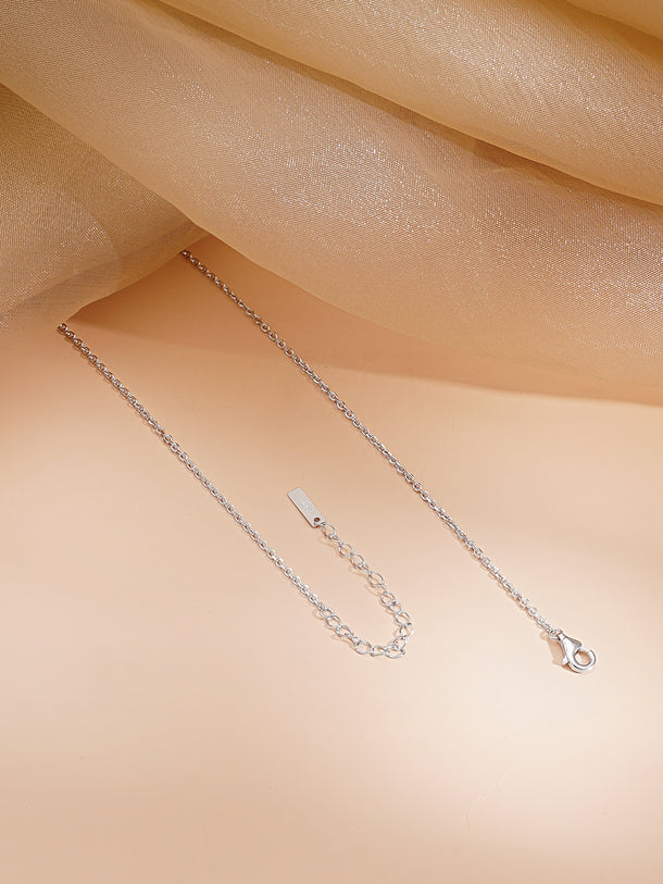 925 Fine Silver Rhodium Plated Necklace Set With Round Charms