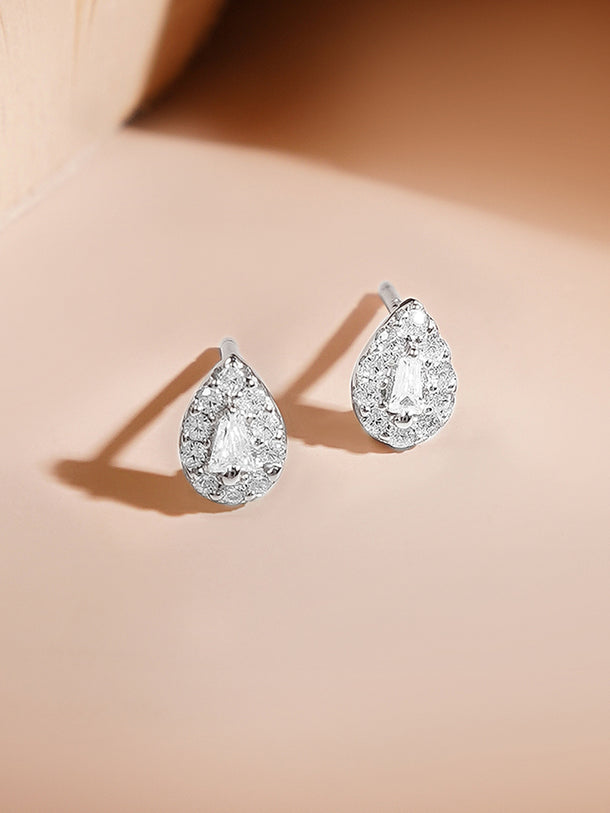 925 Fine Silver Rhodium Plated Tear Drop Layered Necklace Set