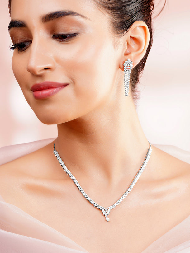 925 Fine Silver Rhodium Plated Necklace Set