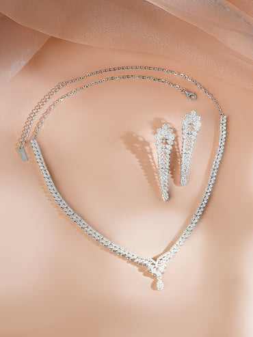 925 Fine Silver Rhodium Plated Necklace Set