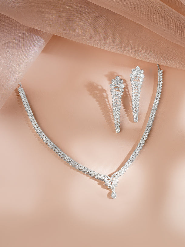 925 Fine Silver Rhodium Plated Necklace Set