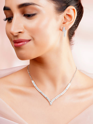 925 Fine Silver Rhodium Plated Necklace Set