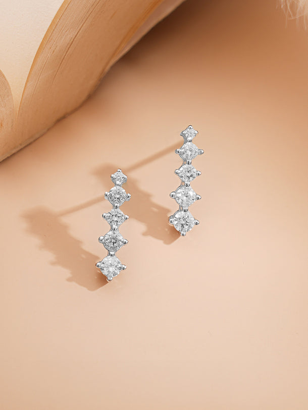 925 Fine Silver Rhodium Plated AD Marquise Drop Necklace Set