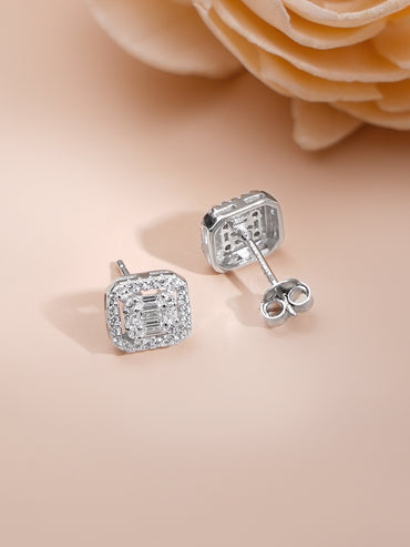 925 Fine Silver Rhodium Plated Cubic Charm Necklace Set