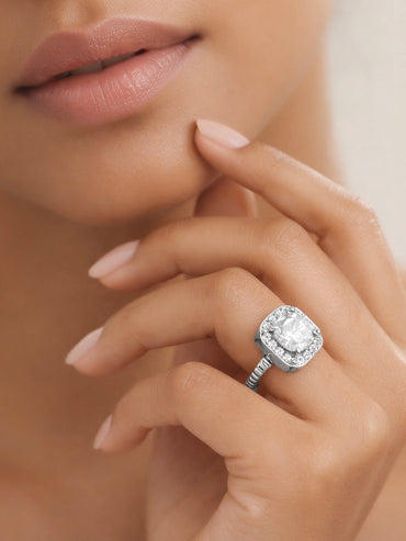 925 Fine  Silver Eternal Solitaire Diamond Ring