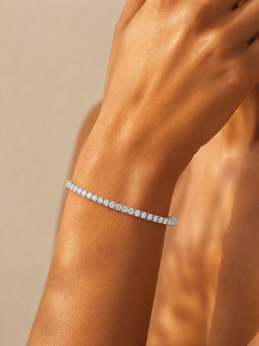 925 Fine Silver Rhodium Plated American Diamond Zirconia Link Bracelet