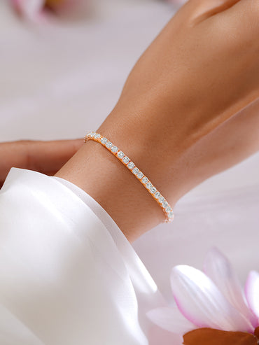 925 Fine Silver Rose Gold Plated Cubic Zirconia Tennis Bracelet