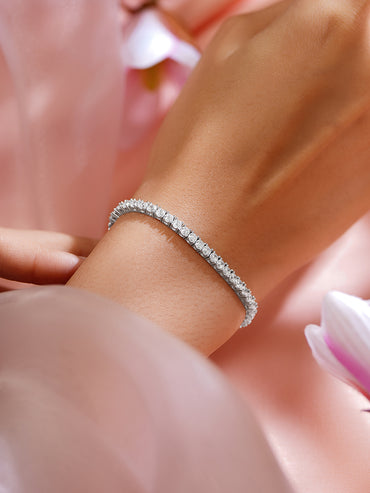 925 Fine Silver Rhodium Plated American Diamond Zirconia Snake Design Bracelet