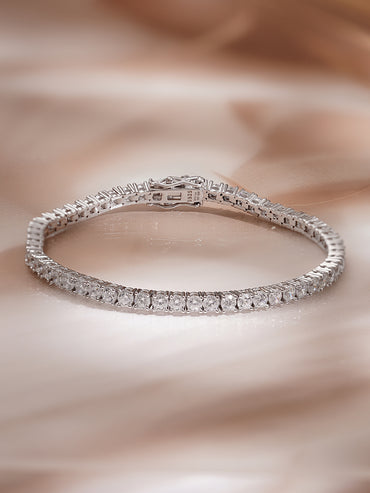 925 Fine Silver Rhodium Plated American Diamond Zirconia Snake Design Bracelet