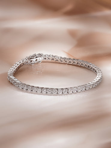 925 Fine Silver Rhodium Plated American Diamond Zirconia Snake Design Bracelet