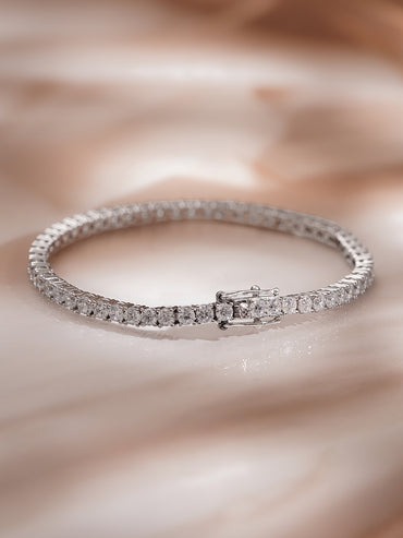 925 Fine Silver Rhodium Plated American Diamond Zirconia Snake Design Bracelet