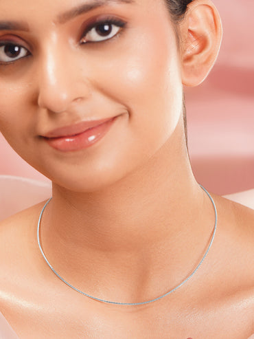925 Fine Silver Rhodium Plated Sleek Necklace