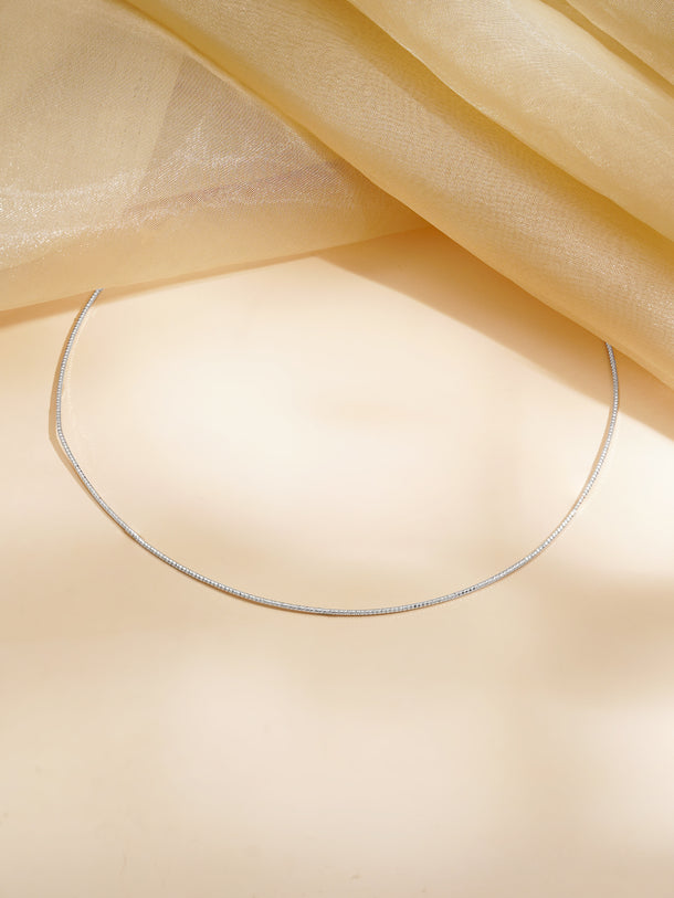 925 Fine Silver Rhodium Plated Sleek Necklace