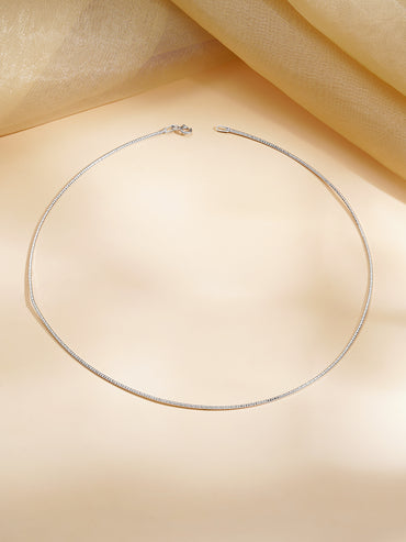 925 Fine Silver Rhodium Plated Sleek Necklace