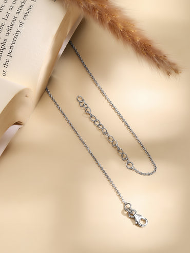 925 Fine Silver Rhodium Plated Floral Chrm Necklace