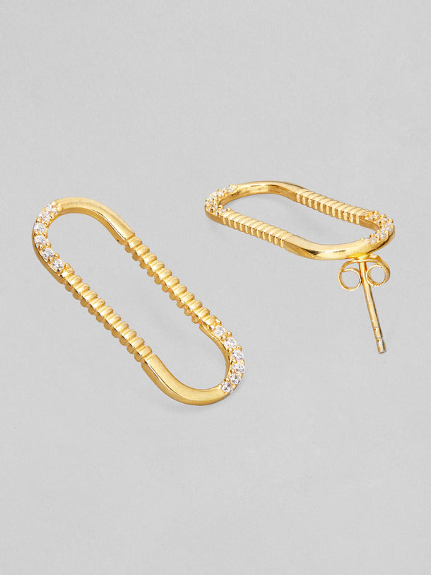 Rubans 925 Silver The Minimal Geometricity Stud Earrings. - Gold Plated