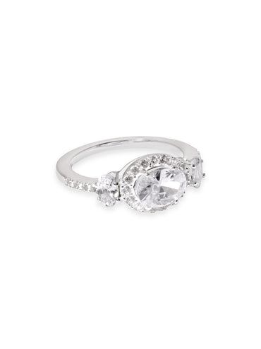 Rubans Silver Rhodium plated Zirconia studded Classic Ring
